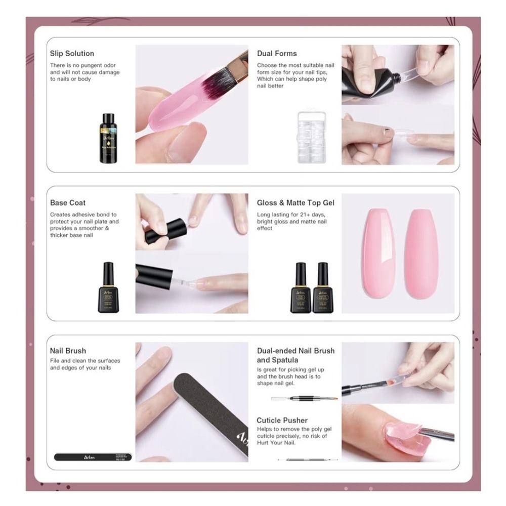 Poly Gel Nail Kit, Aubss 7 Colors Poly Nails Extension Gel Kit with 0.5Oz Clear - Picture 7 of 14